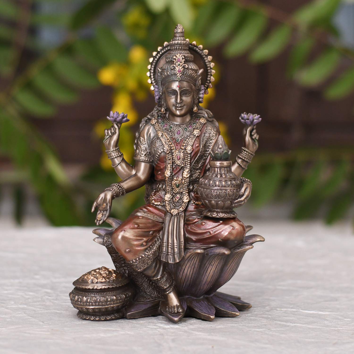 Goddess Lakshmi Maa Idol Sitting On Lotus Statue K178